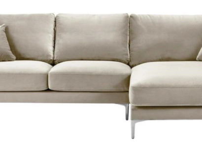 Wohnzimmer Design Couchen Polster Sofa Couch Beige Ecksofa Stoff Eckgarnitur Neu